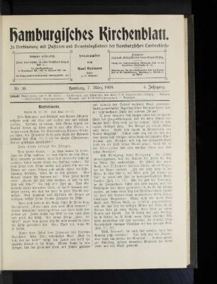 Nr. 10. Hamburg, 7. März 1909. 6. Jahrgang.