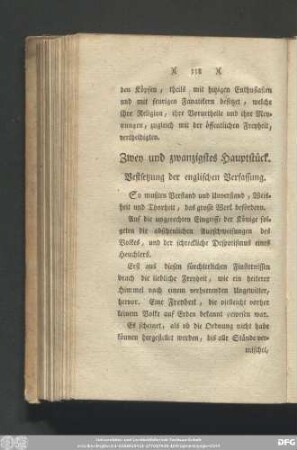Zwey und zwanzigstes Hauptstück. Vestsetzung der englischen Verfassung.