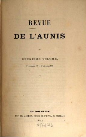 Revue de l'Aunis. 2. 1865