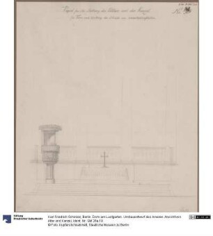 Berlin. Dom am Lustgarten. Umbauentwurf des Inneren. Ansicht von Altar und Kanzel