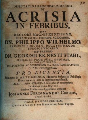 Disp. inaug. med. de acrisia in febribus
