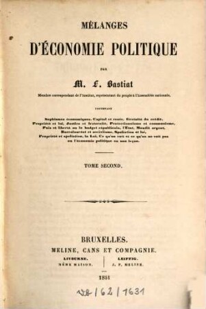 Mélanges d'économie politique, 2