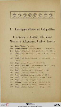 II. Kunstgegenstände und Antiquitäten (Nr. 238-732)