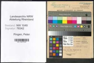 Entnazifizierung Peter Pingen , geb. 12.08.1897 (Werkmeister)