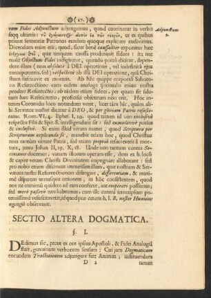 Sectio Altera Dogmatica.