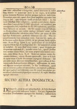 Sectio Altera Dogmatica.