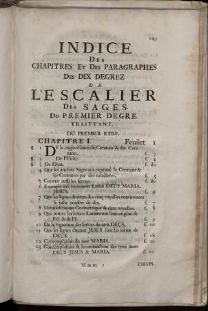 Indice Des Chapitres Et Des Paragraphes Des Dix Degrez De ...