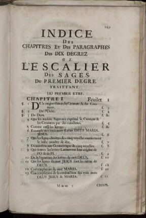 Indice Des Chapitres Et Des Paragraphes Des Dix Degrez De ...