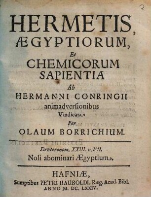 Hermetis Aegyptiorum et chemicorum sapientia