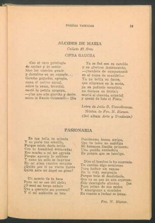 Alcides de María : Calixto El Ñato. - Cifra gaucha