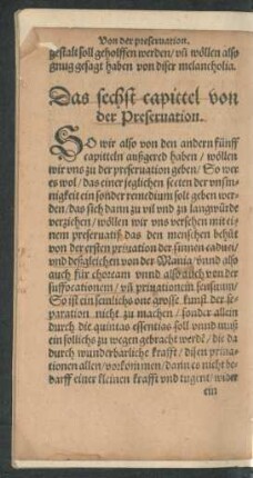 Das sechst capittel von der Preservation.