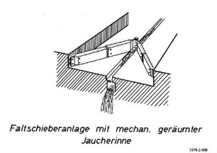 Faltschieberanlage mit mechanisch geräumter Jaucherinne