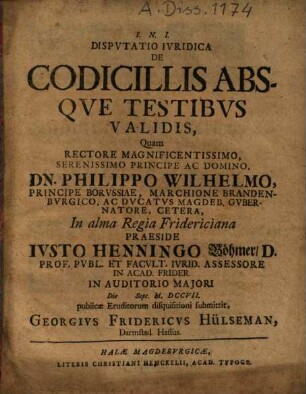 De codicillis absque testibus validis