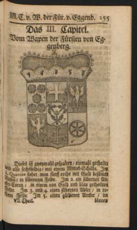 Das III. Capitel. Vom Wapen der Fürsten von Eggenberg