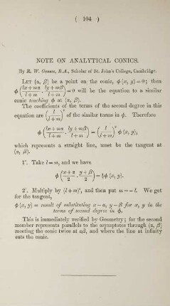 Note on analytical conics.