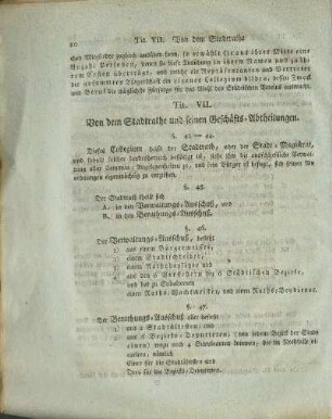 Tit. VII. Von dem Stadtrathe und seinen Geschäfts-Abtheilungen.