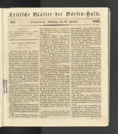 187. 27. Januar 1834
