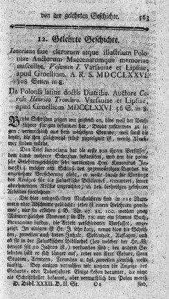 Janociana sive clarorum atque illustrium Poloniae auctorum maecenatumque memoriae miscellae. Vol.I.