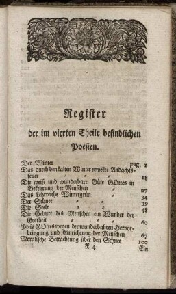 Register der im vierten Theile befindlichen Poesien.