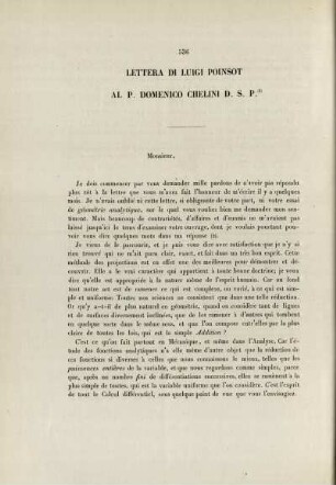 Lettera di Luigi Poinsot al P. Domenico Chelini D. S. P. (1).