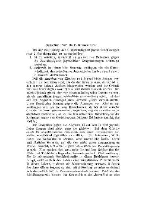 Psychiatrische Gutachten über kriminelle Jugendliche [Minderjährige] und jugendliche Zeugen : III. ; Gutachten Prof. Dr. F. Kramer