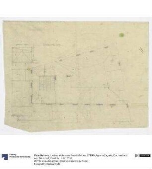Umbau Wohn- und Geschäftshaus STERN, Agram (Zagreb), Dachaufsicht und Teilschnitt