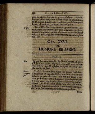 Cap. XXVI. De Humore Biliario. - Cap. XXIX. De Partibus Spirituosis.