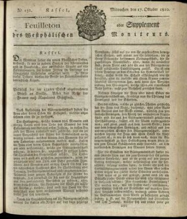 No. 132, Mitwochen den 17. Oktober 1810