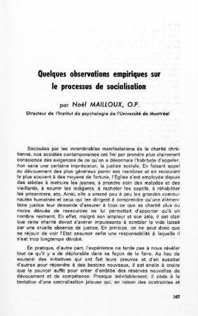 165-174, Quelques observations empiriques sur le processus de socialisation