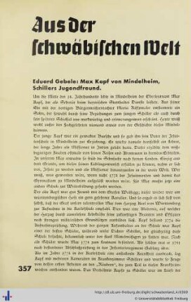 Max Rapf von Mindelheim Schillers Jugendfreund.