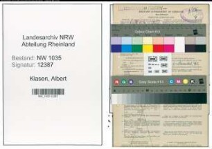 Entnazifizierung Albert Klasen , geb. 05.05.1902 ()