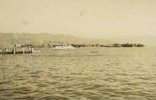 Bodensee. Blick auf Lindau : Blick von Bad Schachen nach Südosten auf Lindau/ Bodensee und den Bregenzer Wald