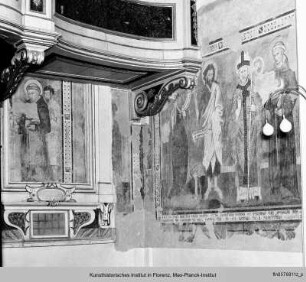 Die Heiligen Augustinus, Johannes der Täufer, ein Bischof und Heiliger Nikolaus von Tolentino