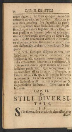 Cap. II. De Stili Diversitate