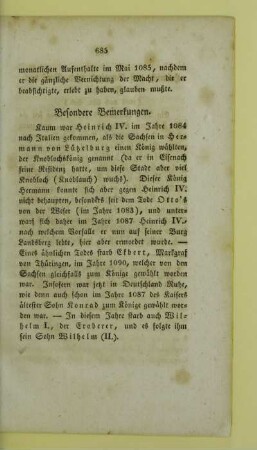 Besondere Bemerkungen