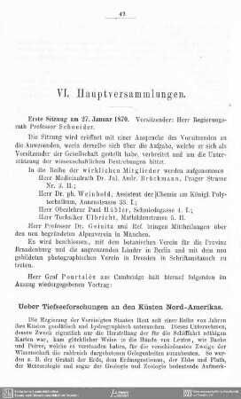 Ueber Tiefseeforschungen an den Küsten Nord-Amerikas