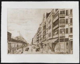 Radierung des Künstlers Erhard Groß, Titel: Skalitzer Straße 1936, Ed. 3/30, 1988