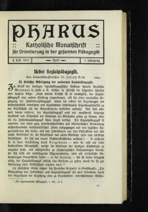 Ueber Sozialpädagogik : Schluß
