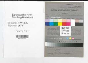 Entnazifizierung Emil Peters , geb. 02.07.1893 (Bergobersekretaer)