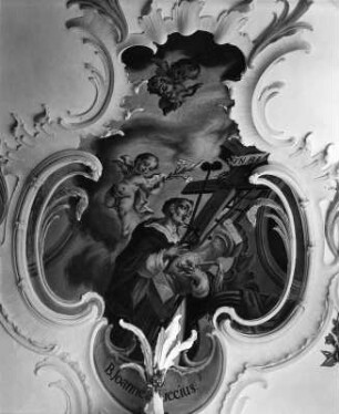 Dominikanerheiliger : Dominikanerheiliger. Fresko. Mödingen. Ehemaliges Dominikanerinnenkloster Maria Mödingen. Klosterkirche Mariä Himmelfahrt, Ebnerkapelle