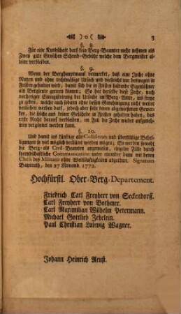 Zweyte Resolution in Berg-Sachen : wer eigentlich unter Berg-Leuthe zu verstehen und wiefern die Eigenloehner dazu gehoeren ; Bayreuth, den 27 Novemb. 1772