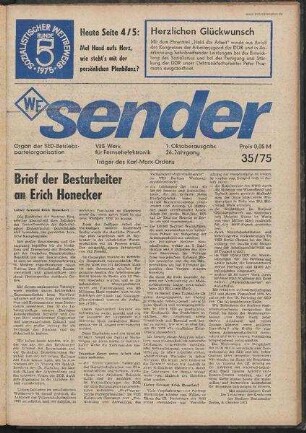 Betriebszeitung 'WF-Sender', Nr.35/1975 (1. Oktoberausgabe 1975)