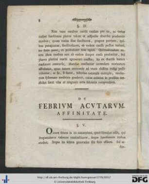 De Febrium Acutarum Affinitate.