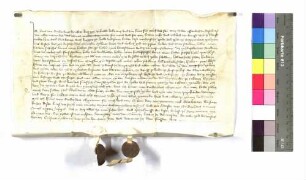 Hans von Rinderbach zu Schwäbisch Hall verkauft an Eytel Eberhard zu Schwäbisch Hall Güter zu Goggenbach; Siegel: Hans und Eberhard von Rinderbach.