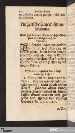 Von Zurechnung der Gerechtigkeit Christi.