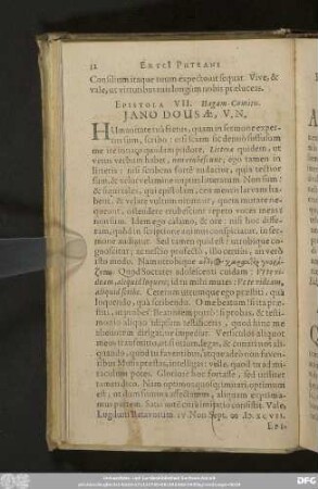 Epistola VII. Hagam-Comitis. Iano Dousae, V. N.