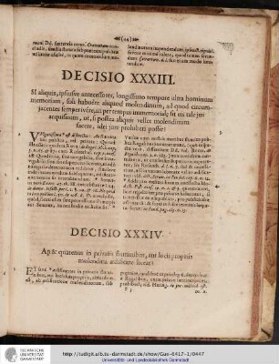 Decisio XXXIV An & quatenus in privatis fluminibus aut locis propriis molendina aedificare liceat?