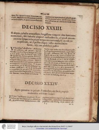 Decisio XXXIV An & quatenus in privatis fluminibus aut locis propriis molendina aedificare liceat?