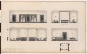 Preußischer Landtag, Berlin Umbau zum »Haus der Flieger«: Akademie für Luftfahrtforschung, Zimmer des Kanzlers: Ansichten 1:20, Grundriss 1:100