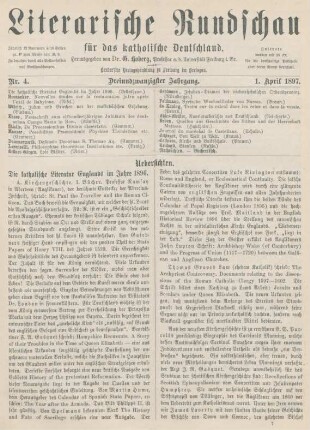 97-100 Die katholische Literatur Englands im Jahre 1896